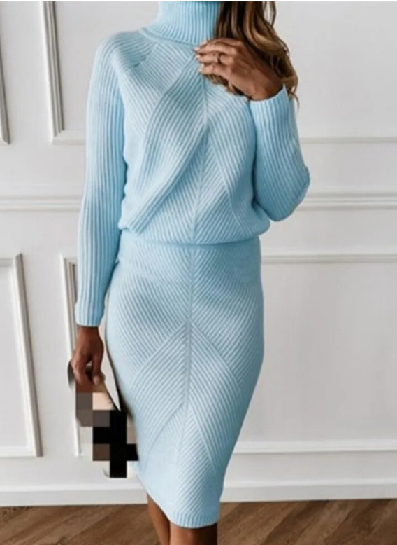 Amira | Elegantes Strick-Set für Damen Blau Decorique.de