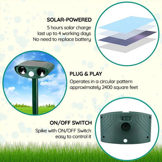 WildGuard | Solarbetriebener und Ultraschall-Tiervertreiber