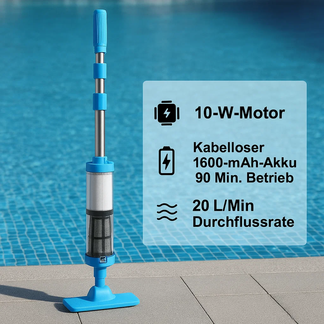 AquaSweep | 3 in 1 kabelloser, wiederaufladbarer Poolstaubsauger Decorique.de