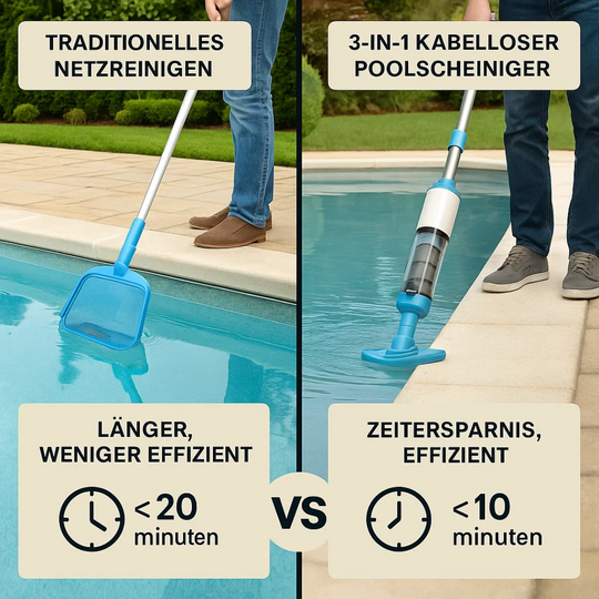 AquaSweep | 3 in 1 kabelloser, wiederaufladbarer Poolstaubsauger Decorique.de