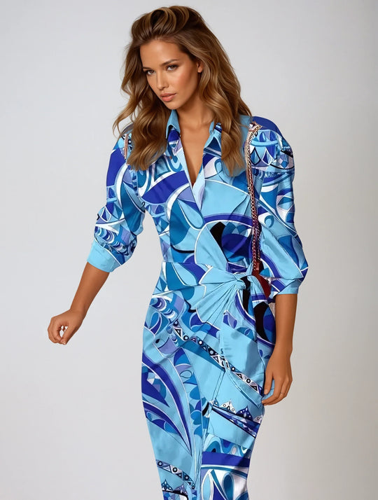 Arah | Damenkleid – Farbintensiv & Sommerleicht Marineblaue Blumen Decorique.de