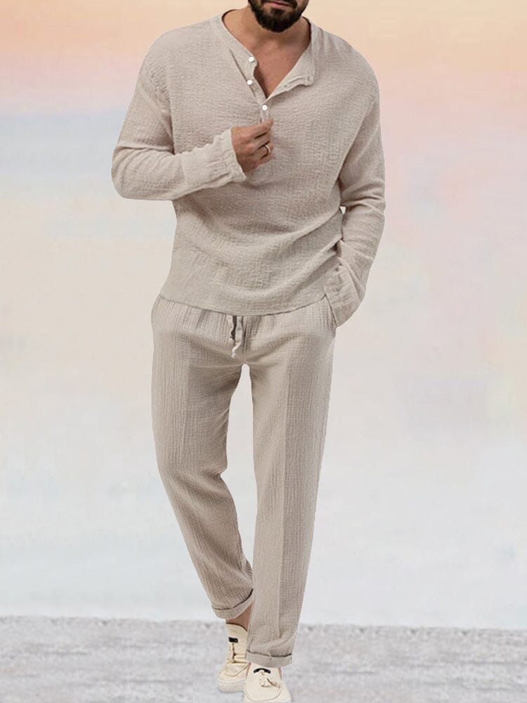 Asher | Luftiges Leinen-Set | Herren Beige Decorique.de