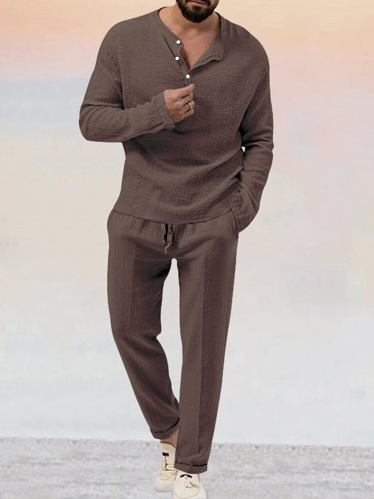 Asher | Luftiges Leinen-Set | Herren Bruin Decorique.de