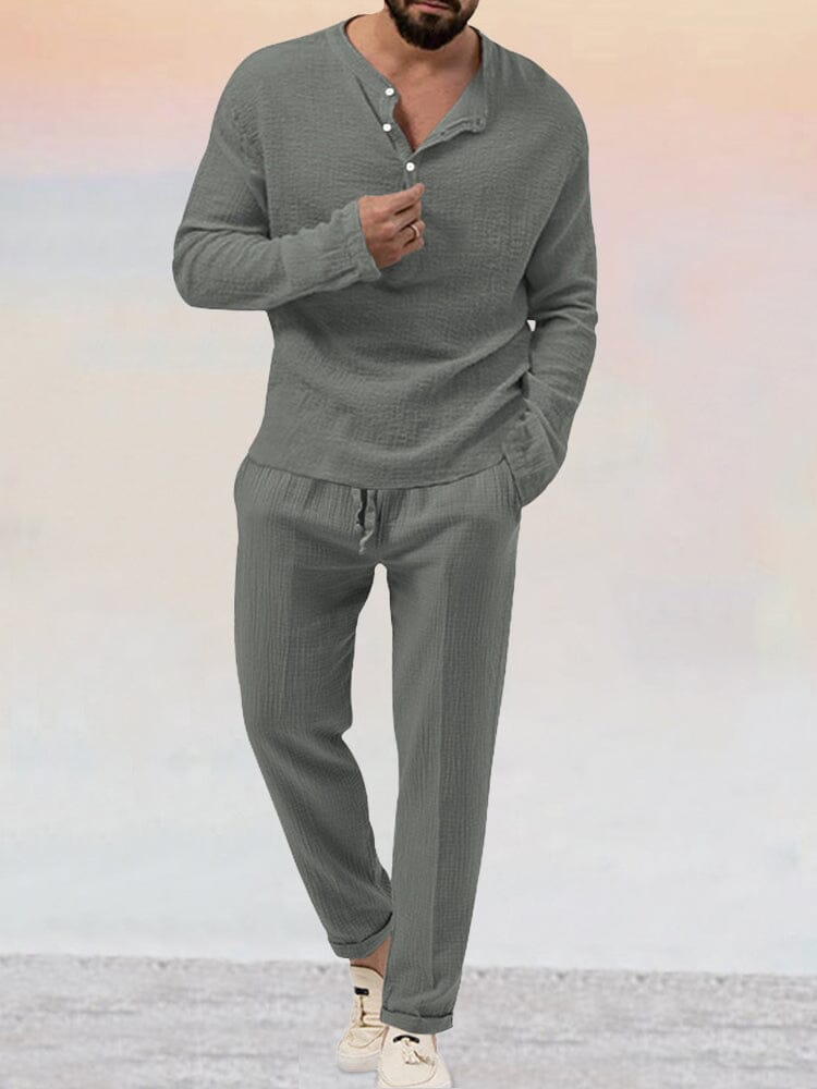 Asher | Luftiges Leinen-Set | Herren Grau Decorique.de