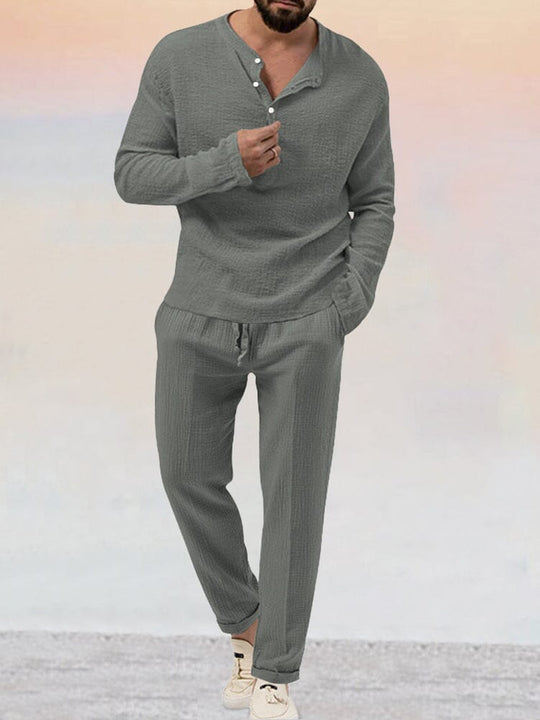 Asher | Luftiges Leinen-Set | Herren Grau Decorique.de