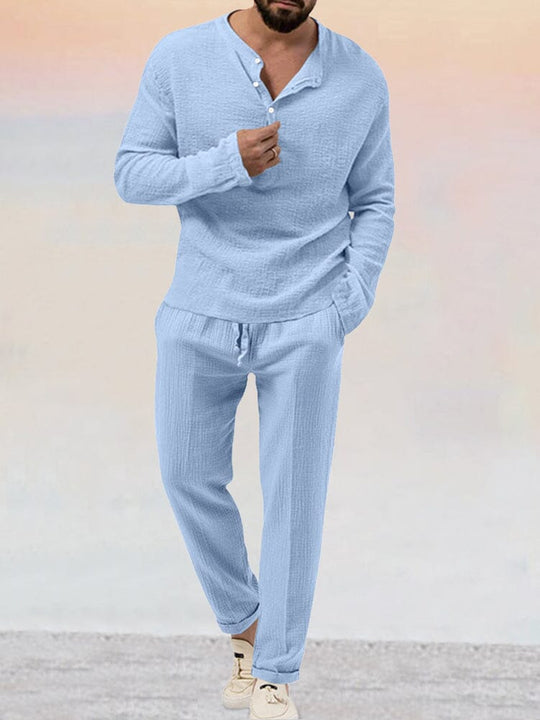 Asher | Luftiges Leinen-Set | Herren Hellblau Decorique.de