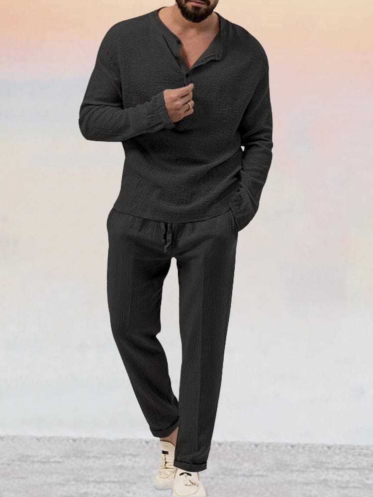 Asher | Luftiges Leinen-Set | Herren Schwarz Decorique.de