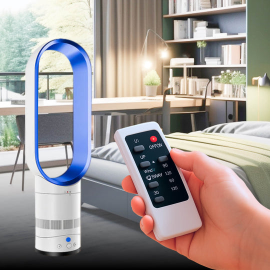 AuraFlow | Ventilator – Klingenloser Ventilator mit Fernbedienung & 90° Oszillation Blau Decorique.de