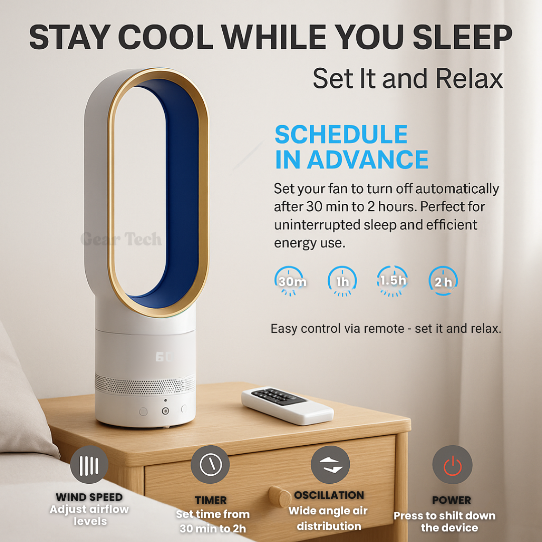 AuraFlow | Ventilator – Klingenloser Ventilator mit Fernbedienung & 90° Oszillation Decorique.de