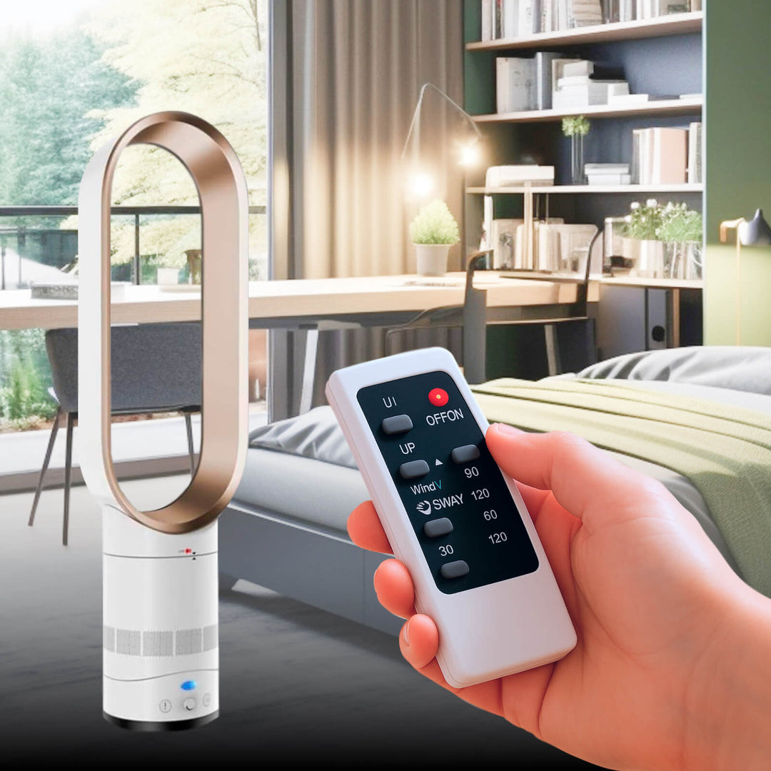 AuraFlow | Ventilator – Klingenloser Ventilator mit Fernbedienung & 90° Oszillation Gold Decorique.de