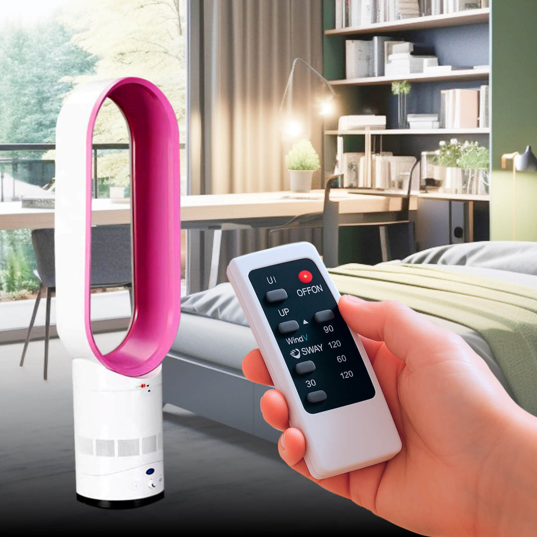 AuraFlow | Ventilator – Klingenloser Ventilator mit Fernbedienung & 90° Oszillation Rosa Decorique.de