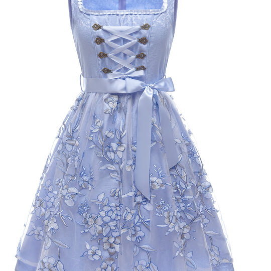 Rosenschmuck | Damen-Dirndlkleid – Ärmellos mit Spitzenbesatz und Taillenschleife