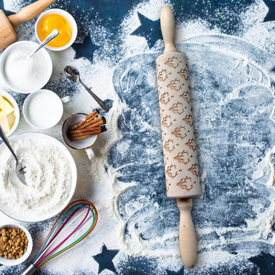 BakeRoll | Handgefertigte Teigrolle mit Weihnachtsgravuren Decorique.de