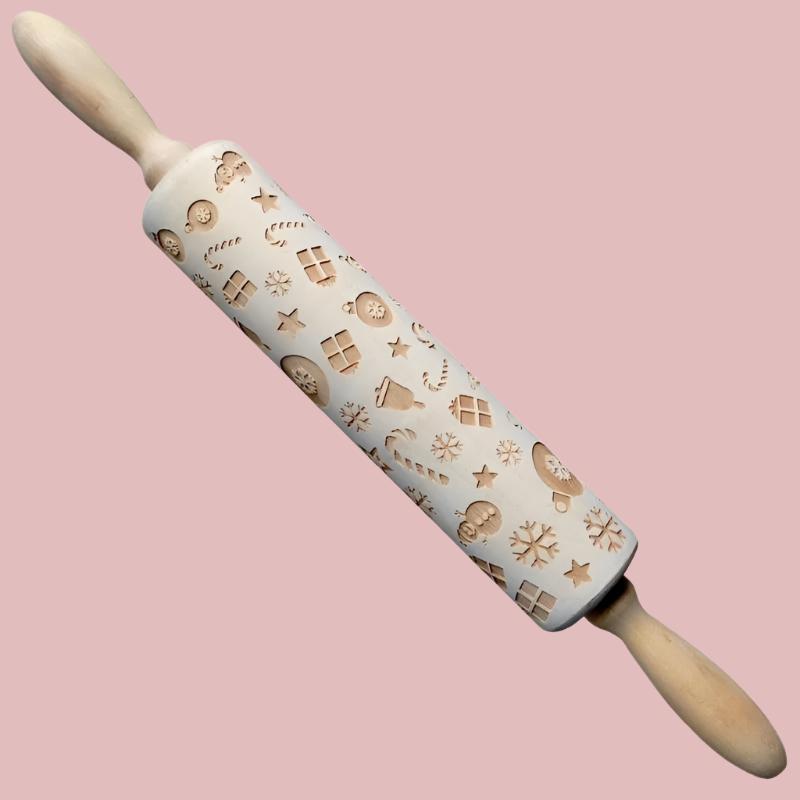BakeRoll | Handgefertigte Teigrolle mit Weihnachtsgravuren B Decorique.de