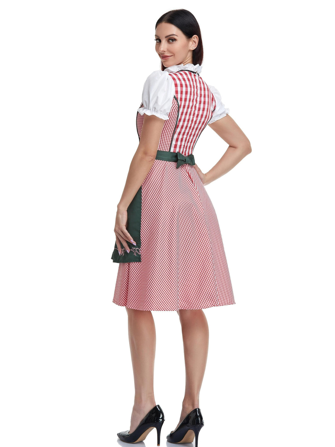 AlpenHerz | Damen-Dirndlkleid – Kariertes Festkleid mit Schnürung und Schwingrock
