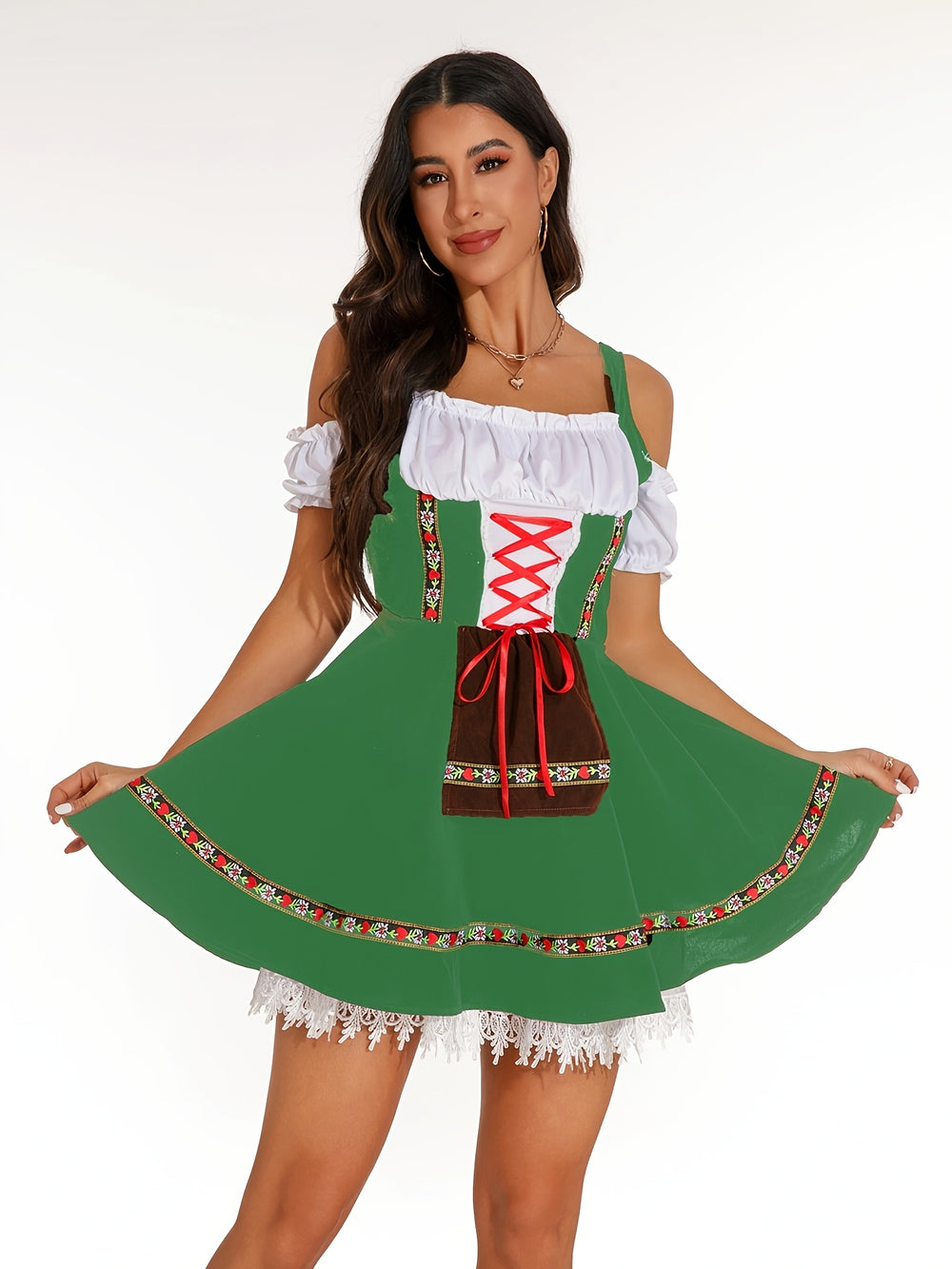 Wiesental | Damen-Dirndlkleid – Runder Ärmel mit Spitze und Schnürung