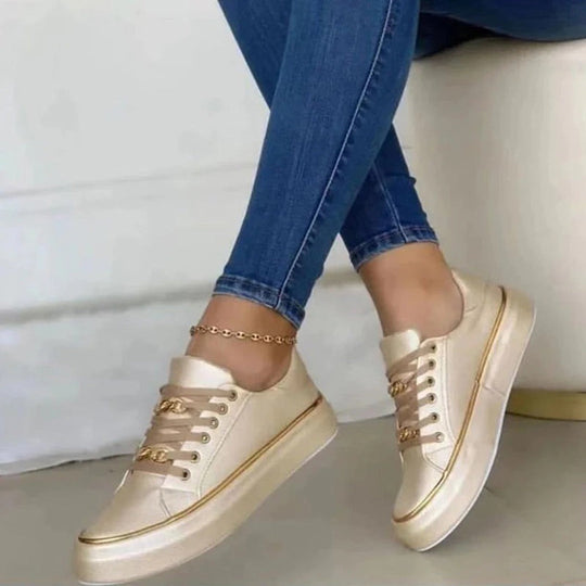 Bellazza | Damen-Sneaker – Komfort trifft Stil in Weißgold Gold Decorique.de