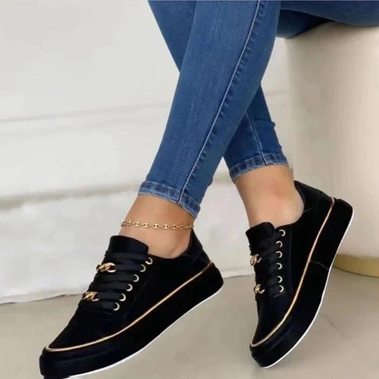 Bellazza | Damen-Sneaker – Komfort trifft Stil in Weißgold Schwarz Decorique.de