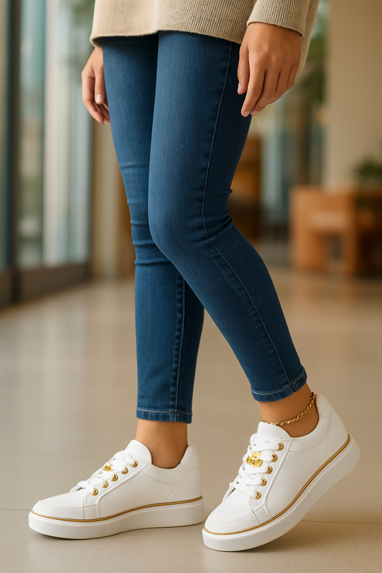 Bellazza | Damen-Sneaker – Komfort trifft Stil in Weißgold Decorique.de