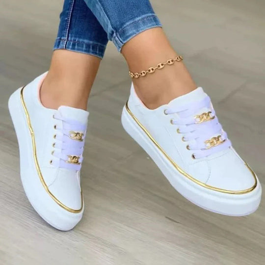 Bellazza | Damen-Sneaker – Komfort trifft Stil in Weißgold Decorique.de