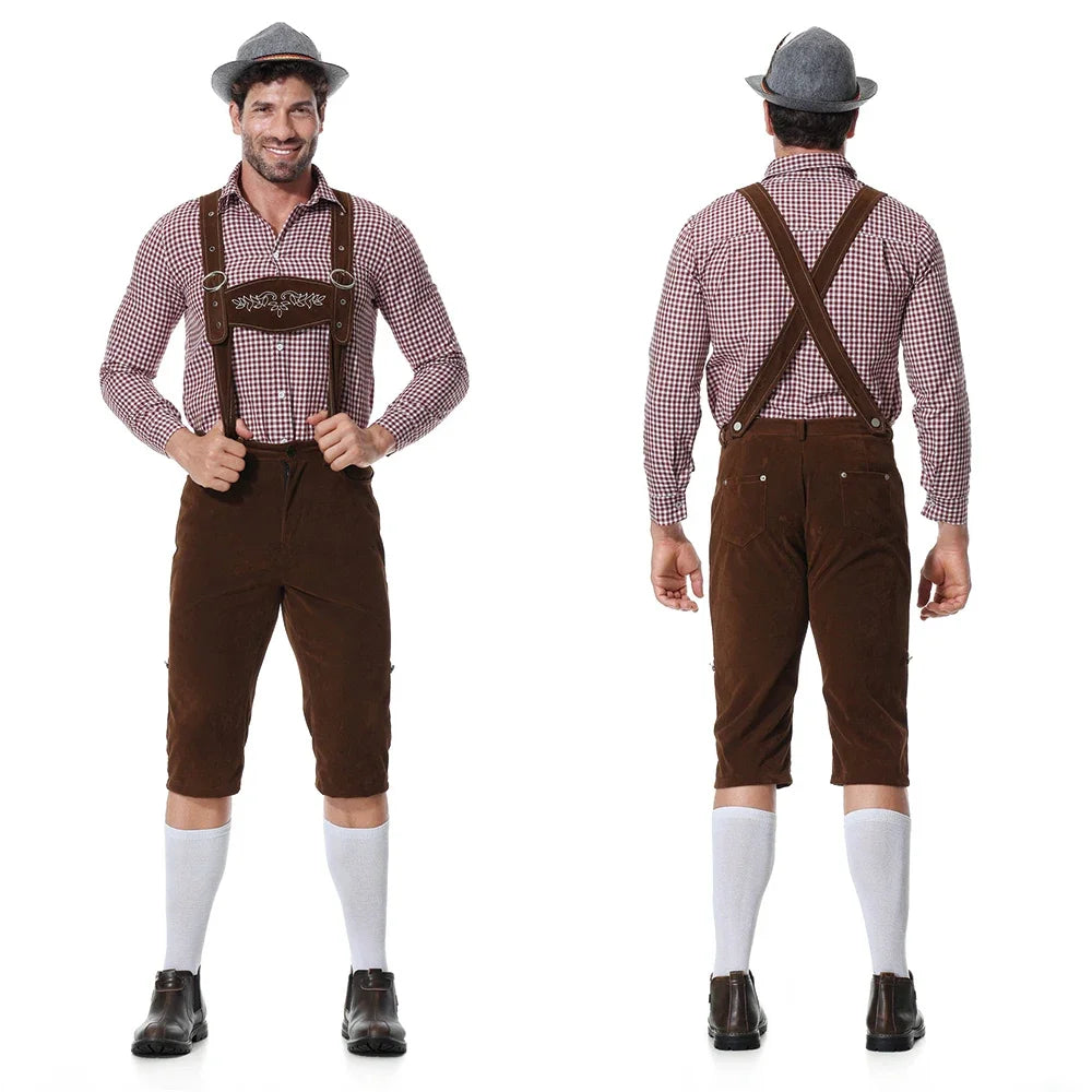 Bergkönig | Herren-Oktoberfestset mit Lederhose, Hemd & Hut Kaffeebraun Decorique.de