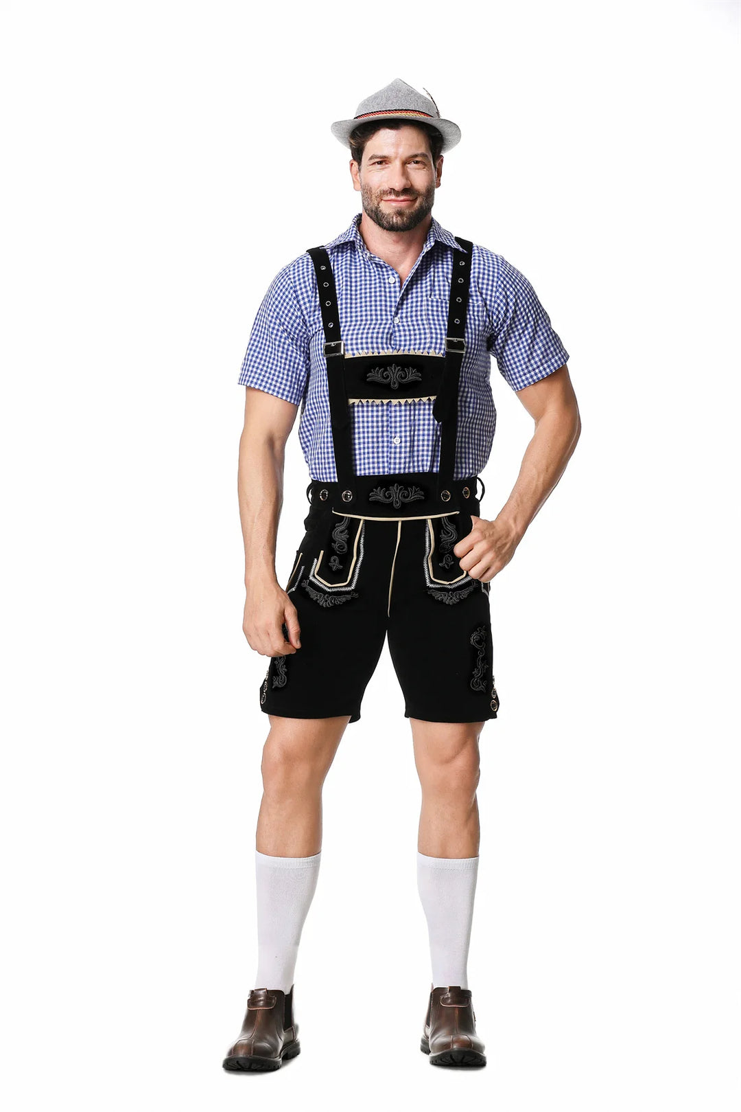 Bergwalder | Herren-Oktoberfestset mit Lederhose & Kariertem Hemd Decorique.de
