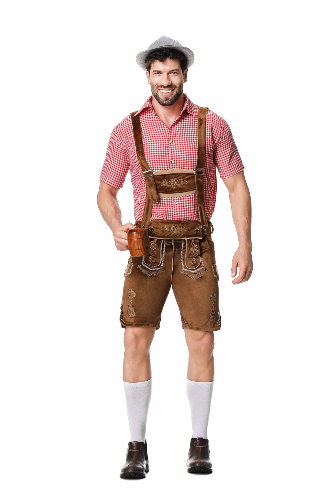 Bergwalder | Herren-Oktoberfestset mit Lederhose & Kariertem Hemd Decorique.de