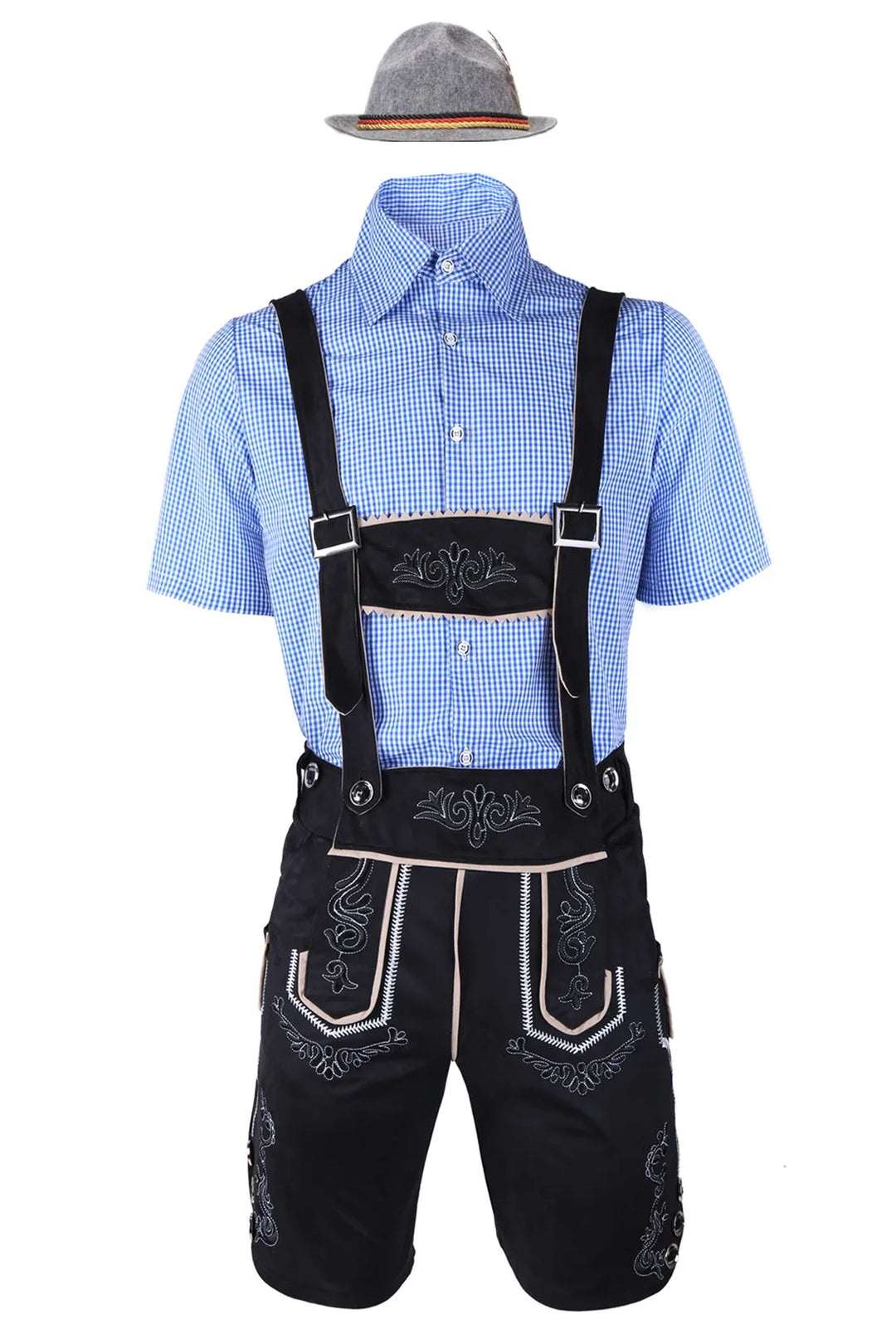Bergwalder | Herren-Oktoberfestset mit Lederhose & Kariertem Hemd Schwarz Decorique.de
