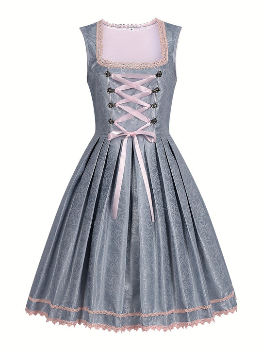 Bergwiese | Damen-Midikleid mit Schürze – Traditionelles Bierfestkostüm Decorique.de