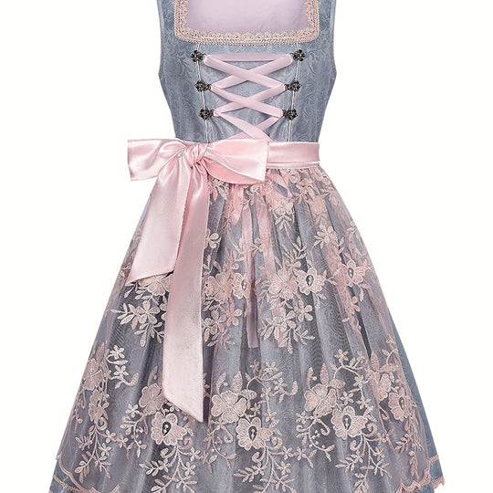 Bergwiese | Damen-Midikleid mit Schürze – Traditionelles Bierfestkostüm Gemischte Farbe Decorique.de