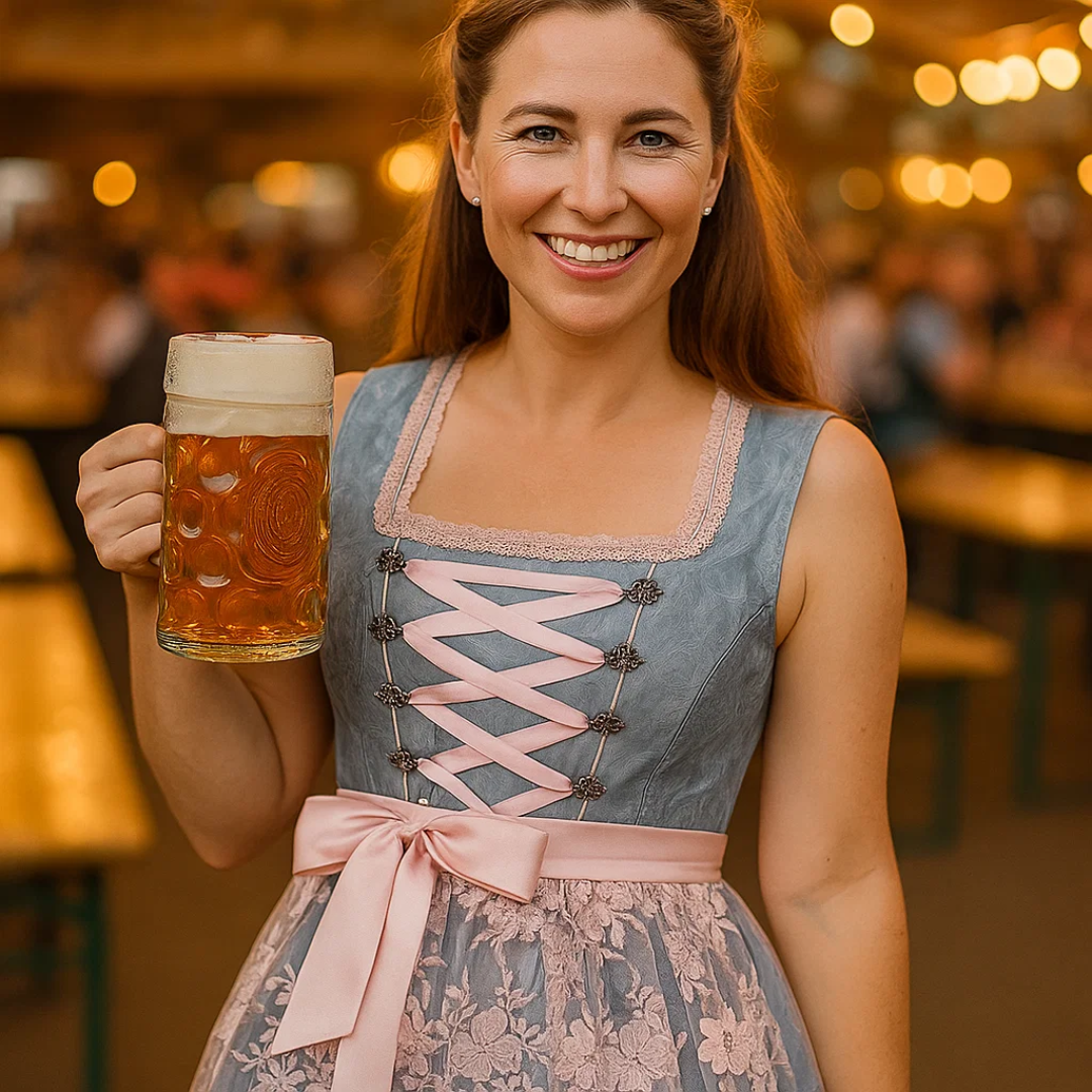 Bergwiese | Damen-Midikleid mit Schürze – Traditionelles Bierfestkostüm Decorique.de