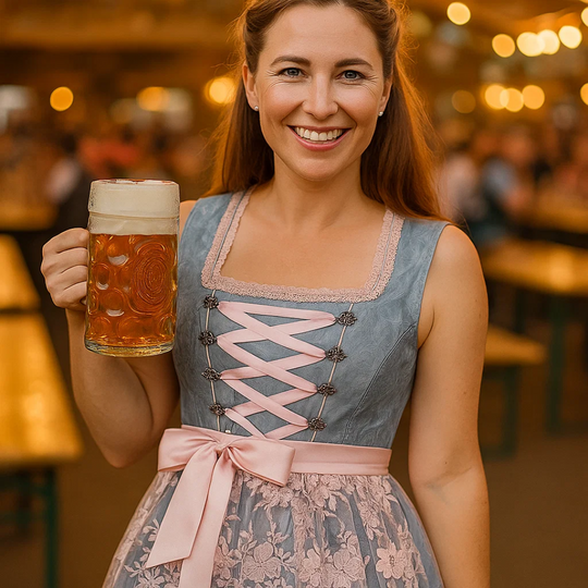 Bergwiese | Damen-Midikleid mit Schürze – Traditionelles Bierfestkostüm Decorique.de