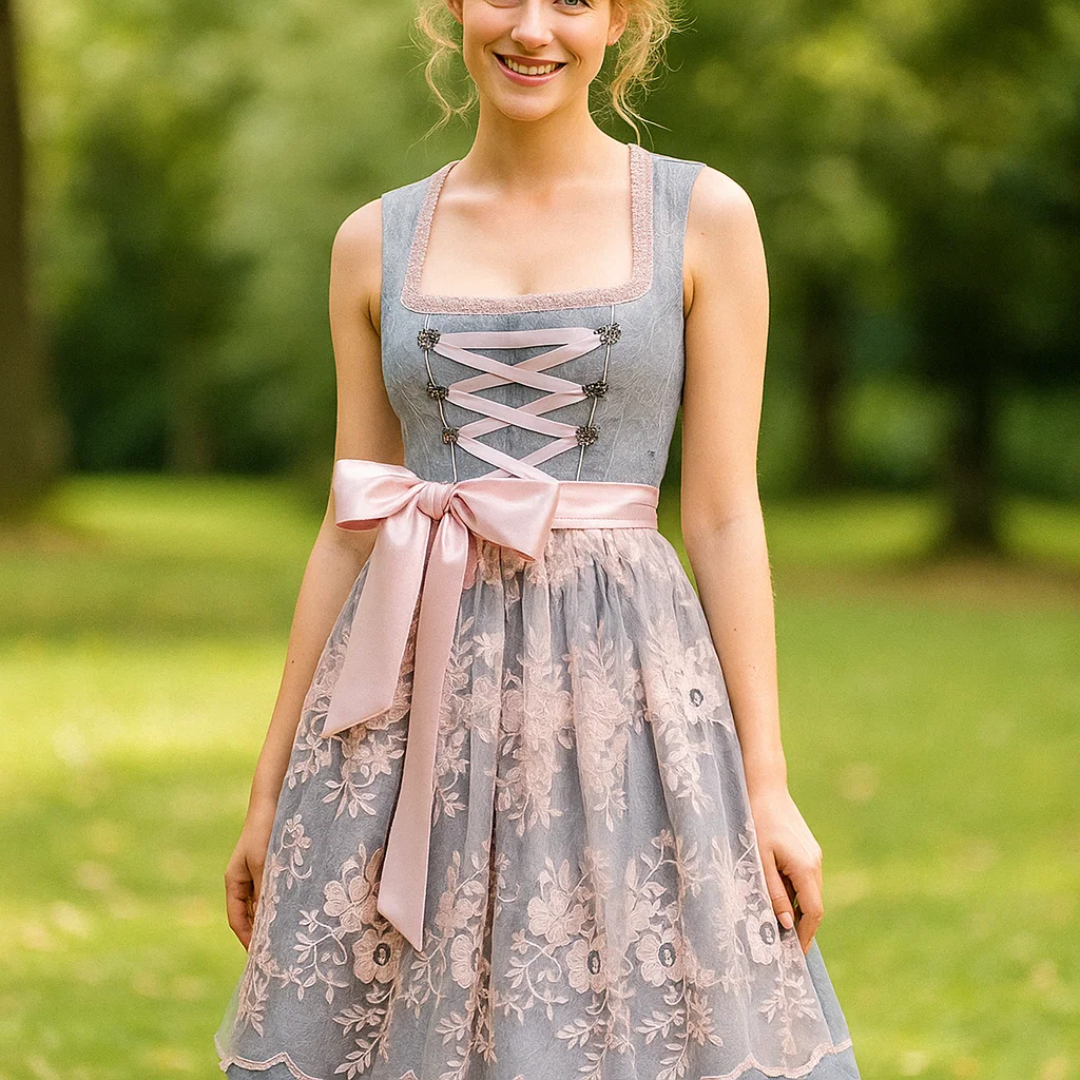 Bergwiese | Damen-Midikleid mit Schürze – Traditionelles Bierfestkostüm Decorique.de