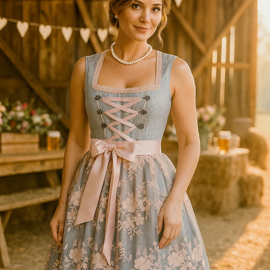 Bergwiese | Damen-Midikleid mit Schürze – Traditionelles Bierfestkostüm Decorique.de