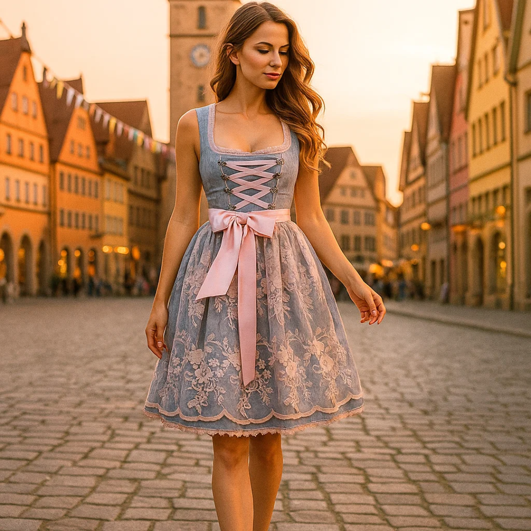 Bergwiese | Damen-Midikleid mit Schürze – Traditionelles Bierfestkostüm Decorique.de