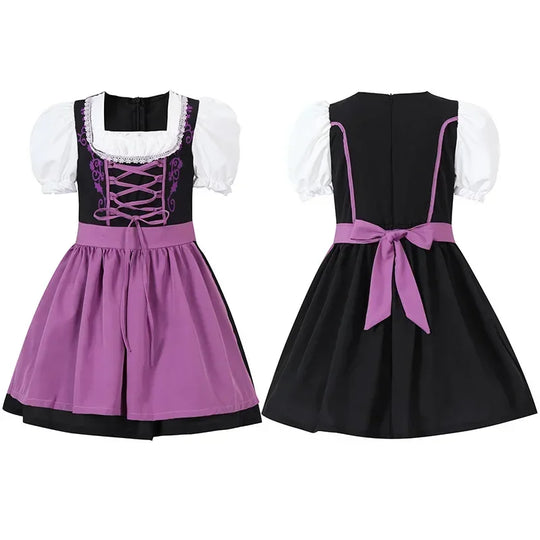 Bergwiesn | Mädchen-Dirndlkleid mit Schürze für Oktoberfest & Feste Lila Decorique.de