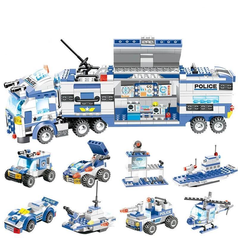 BlockForce | 8-in-1 Polizei LKW – SWAT Bauklötze für Kinder Polizei Stadt Serie Decorique.de