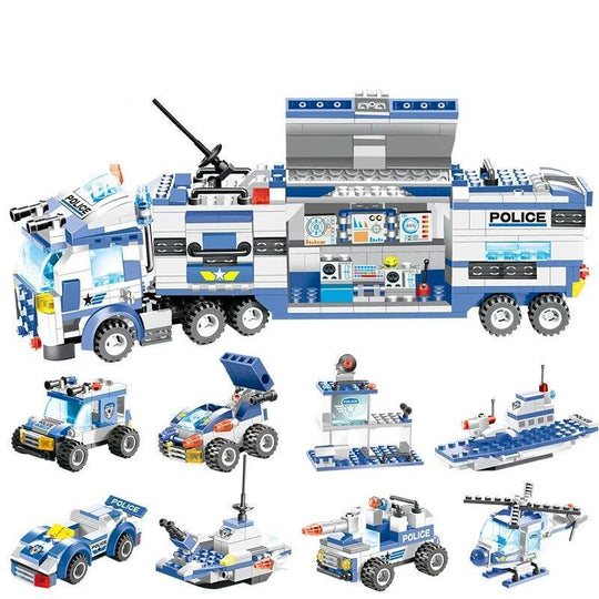 BlockForce | 8-in-1 Polizei LKW – SWAT Bauklötze für Kinder Polizei Stadt Serie Decorique.de