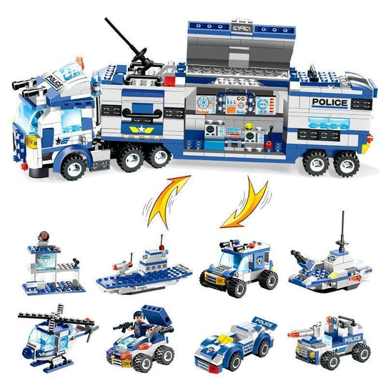 BlockForce | 8-in-1 Polizei LKW – SWAT Bauklötze für Kinder Decorique.de