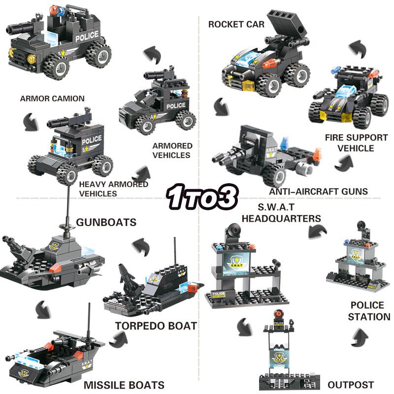 BlockForce | 8-in-1 Polizei LKW – SWAT Bauklötze für Kinder Decorique.de