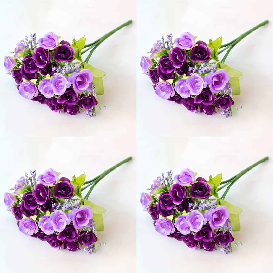 BloomArt | Kunstrosen-Bündel 21 Köpfe – Für Vase, Kranz & DIY 4Stk Lila Decorique.de