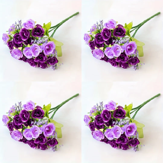 BloomArt | Kunstrosen-Bündel 21 Köpfe – Für Vase, Kranz & DIY 4Stk Lila Decorique.de