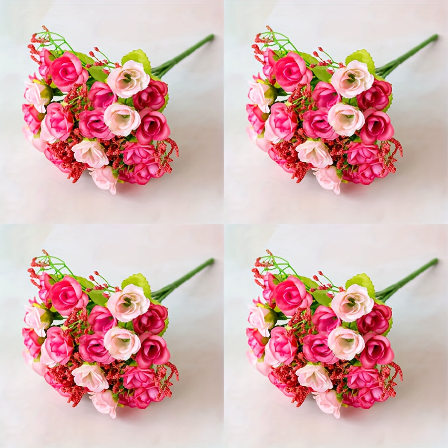 BloomArt | Kunstrosen-Bündel 21 Köpfe – Für Vase, Kranz & DIY 4Stk Rosa Decorique.de