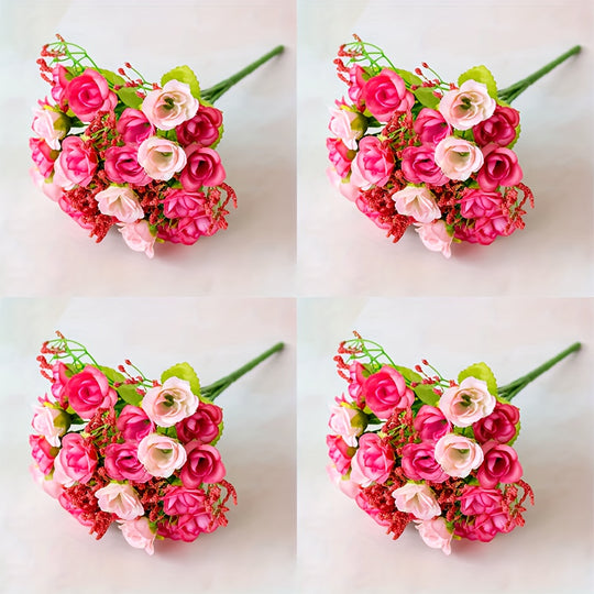BloomArt | Kunstrosen-Bündel 21 Köpfe – Für Vase, Kranz & DIY 4Stk Rosa Decorique.de