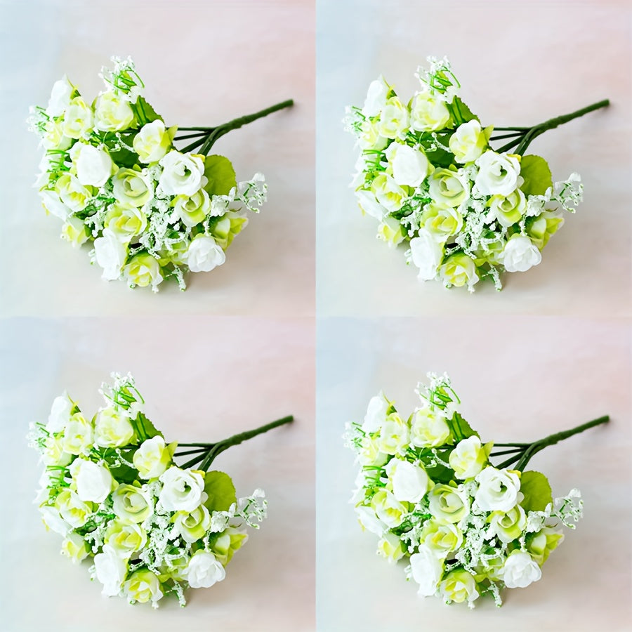 BloomArt | Kunstrosen-Bündel 21 Köpfe – Für Vase, Kranz & DIY 4Stk Weiß Decorique.de