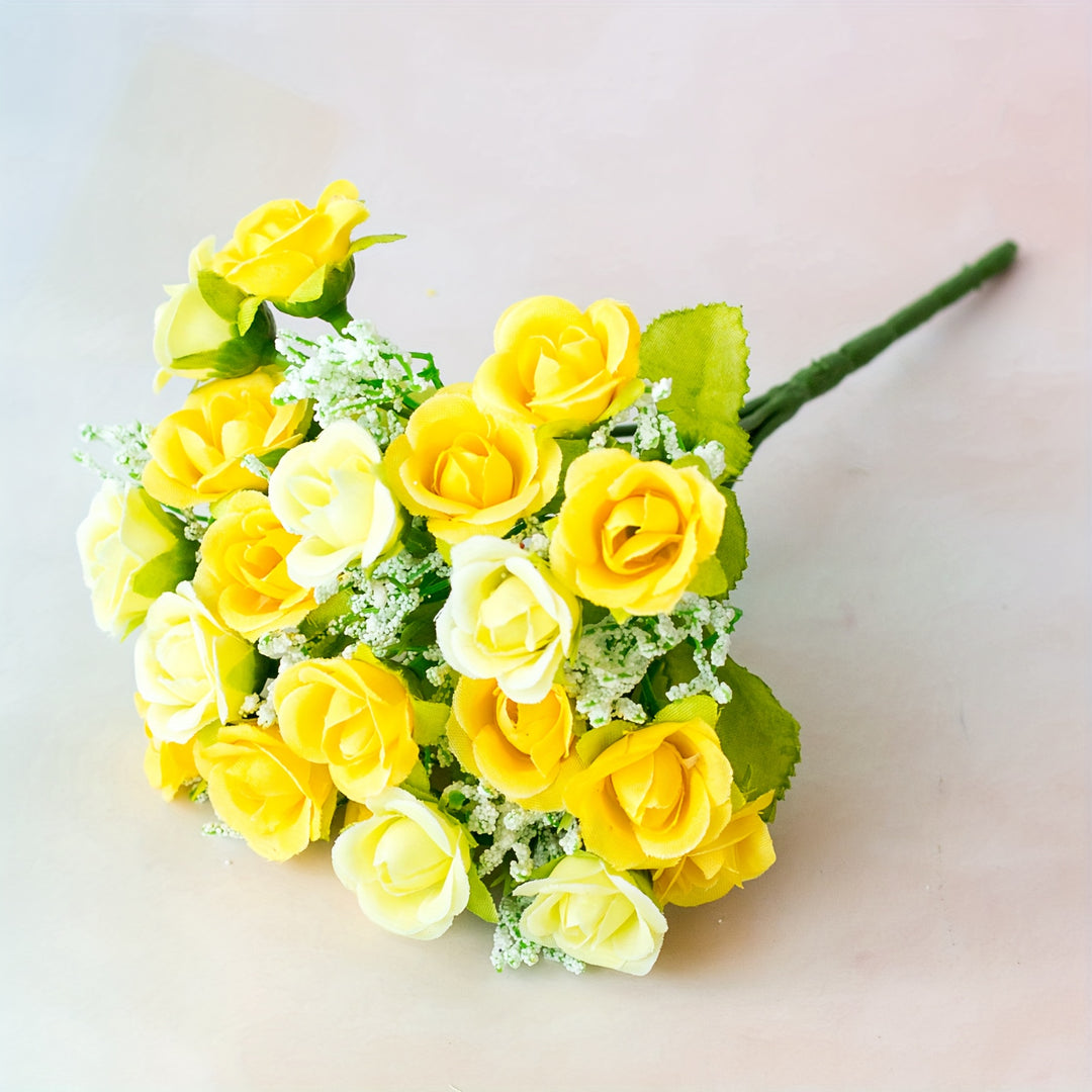 BloomArt | Kunstrosen-Bündel 21 Köpfe – Für Vase, Kranz & DIY Gelb Decorique.de
