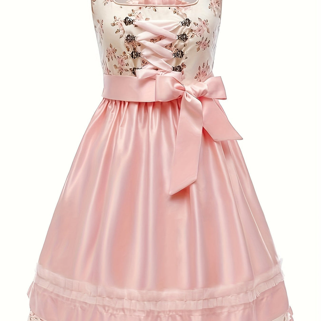 Blumenpracht | Damen-Festkleid – Spitze & Verstellbarer Gürtel Decorique.de