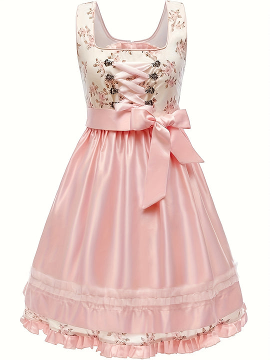 Blumenpracht | Damen-Festkleid – Spitze & Verstellbarer Gürtel Decorique.de