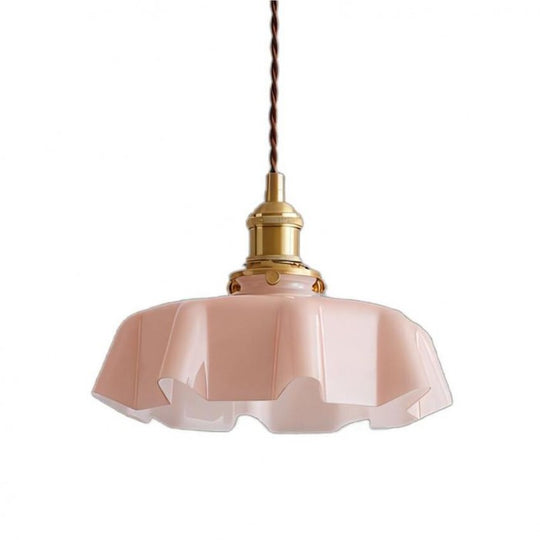 BlushBloom | Retro Glasblume Creme Hängelampe Rosa Decorique.de