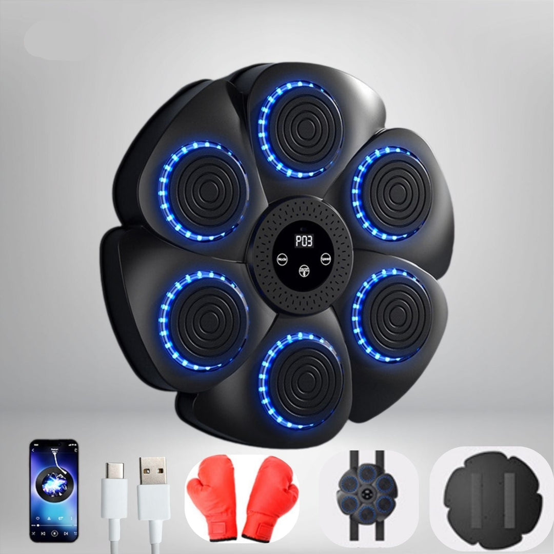 BoxProT | Intelligente Musik-Boxmaschine für Zuhause Schwarz + Kinder-Boxhandschuhe Decorique.de